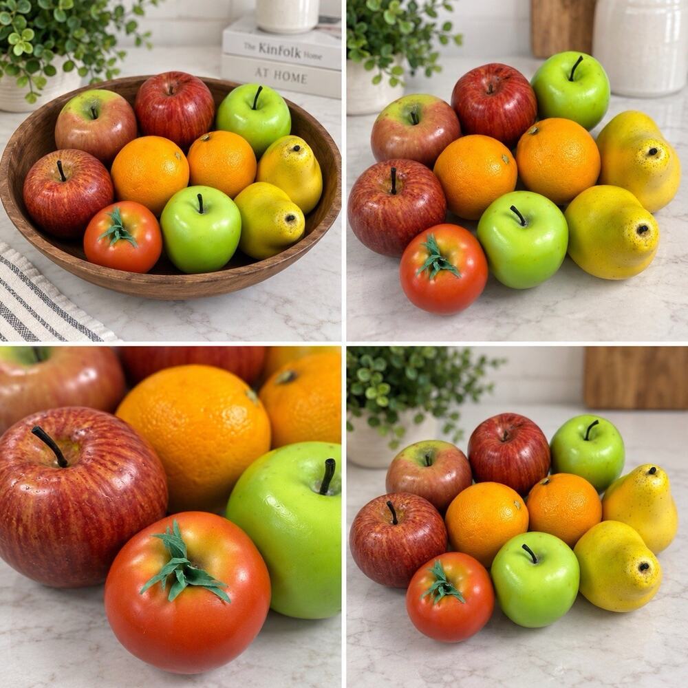 Vintage Style Decorative Faux Fruit Lot Apples Oranges Pears Tomato Resin Weight